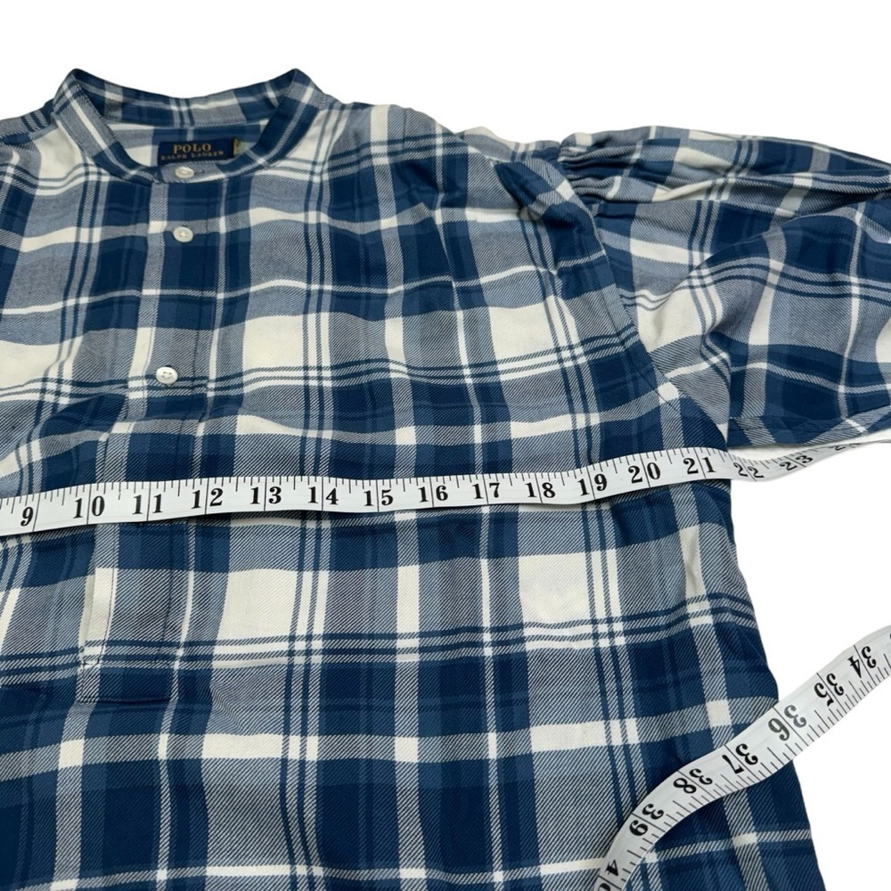 Polo Ralph Lauren Dian Blue Plaid Check Print Puff Sleeve Shirt Size M - Picture 12 of 12